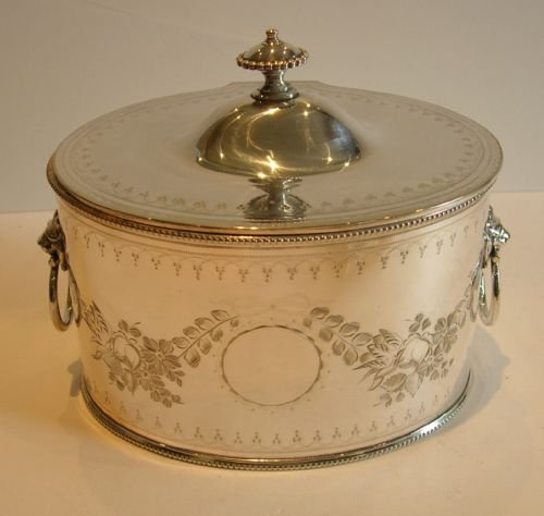 Stunning Antique English Biscuit Box / Tea Caddy C.1880 - Silver Plate