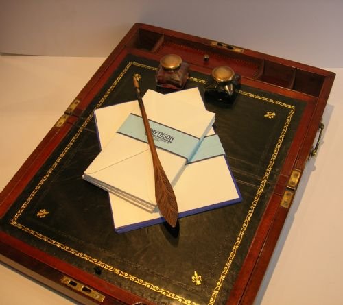 Early Victorian Inlaid Mahogany Writing Slope / Lap Desk C.1840