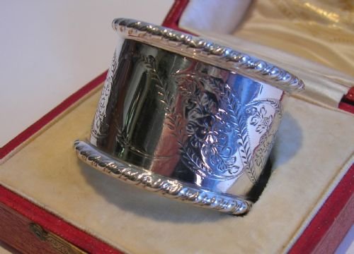Antique English Sterling Silver Napkin Ring - Boxed - 1904