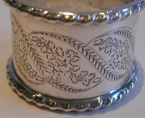 fig 1. Antique English Sterling Silver Napkin Ring - Boxed - 1904