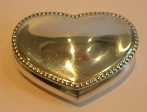 Antique English Sterling Silver Heart Shaped Box - 1896