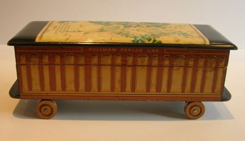 Rare Figural Clark & Co. Mauchline Spool Box - Pullman Parlor Car C.1880