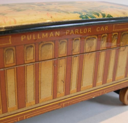 fig 1. Rare Figural Clark & Co. Mauchline Spool Box - Pullman Parlor Car c.1880