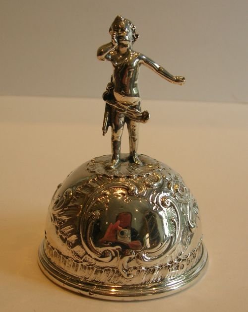 Fabulous Antique Sterling Silver Table Bell - Cherub - 1896