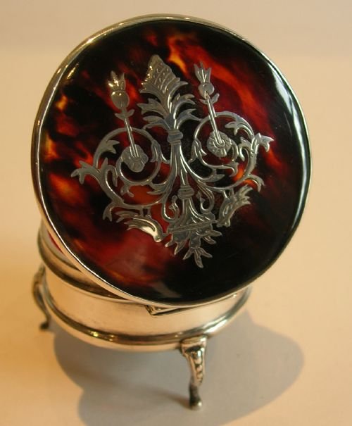 Sterling Silver Jewelry Box - Tortoise Shell & Silver Pique Inlay