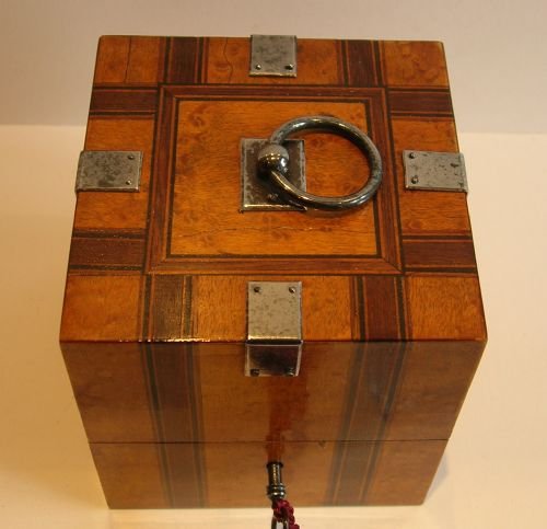 fig 2. Unusual Antique French Burr Maple Scent or Perfume Bottle Box c.1840