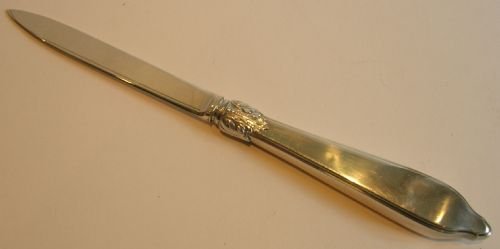 fig 1. Antique English Sterling Silver & Pink Guilloche Enamel Letter Opener