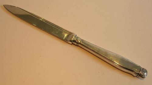 fig 1. Antique English Sterling Silver & Blue Guilloche Enamel Letter Opener