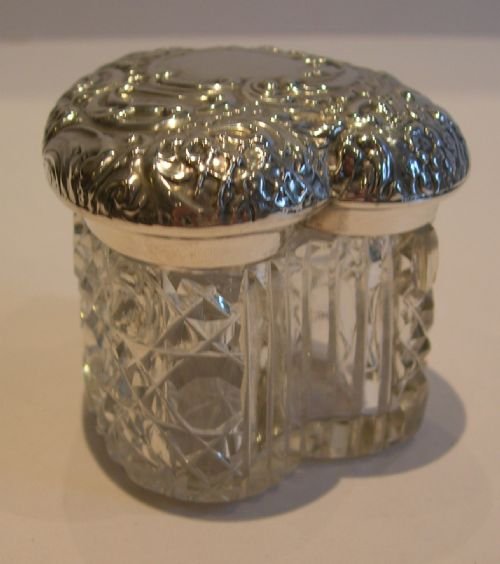 fig 1. Antique Cut Crystal and Sterling Silver Heart Shaped Box - 1901