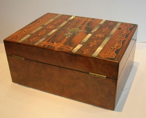fig 1. Extraordinary Antique English Inlaid Walnut & Coromandel Jewelry Box c.1850