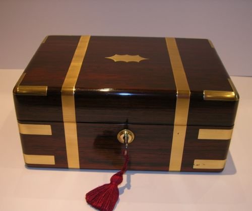 Handsome Military / Campaign Brass Bound Rosewood Box C.1840