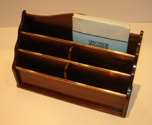 Handsome French Mahogany and Brass Letter Holder / Rack C.1900