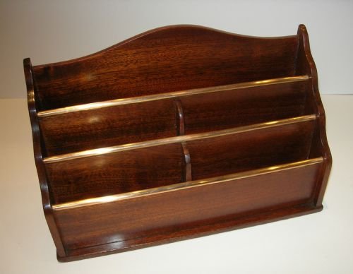 fig 1. Handsome French Mahogany and Brass Letter Holder / Rack c.1900