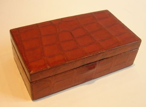 fig 1. Small Crocodile / Alligator Clad Travel Jewelry Box By Finnigan's c.1900