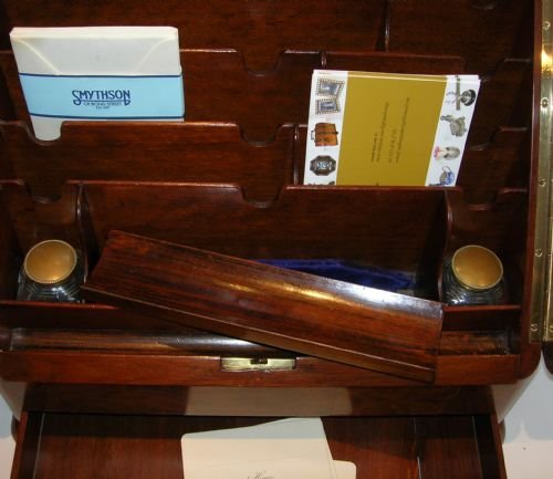 fig 4. Huge English Victorian Stationery / Writing Box In Burr Walnut c.1890