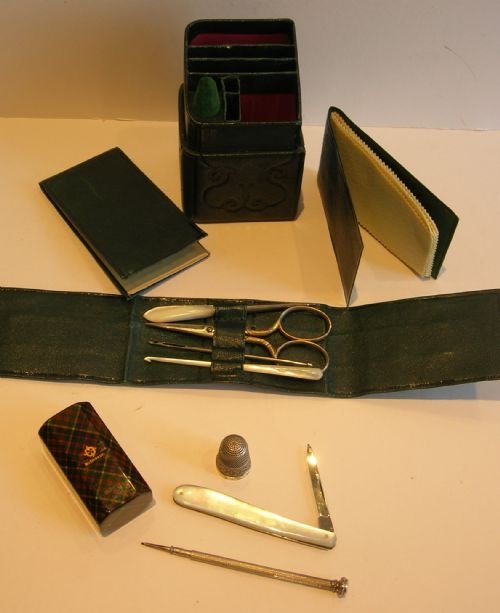 fig 2. Exceptional Lady's Companion Sewing Case - Tartanware Needle Case c.1900