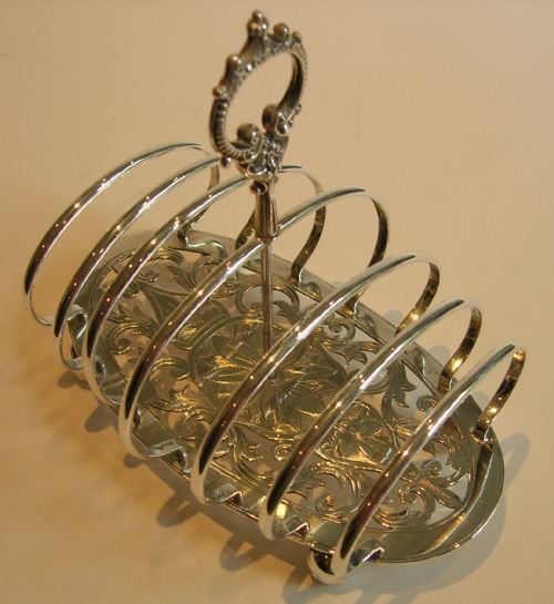 Wonderful Antique English Silver Plate Toast Rack / Letter Holder C.1880