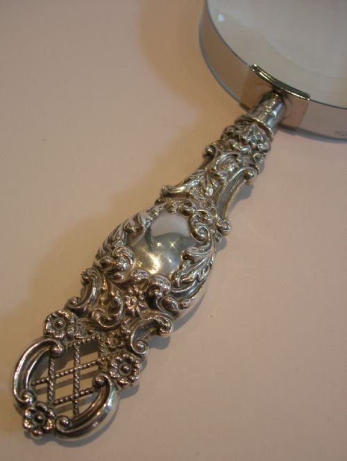 fig 1. Decorative English Antique Silver Handled Magnifying Glass - 1896