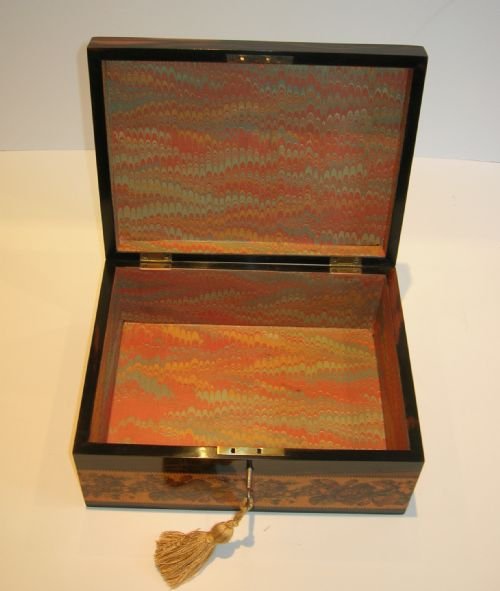 fig 1. Stunning Coromandel & Tunbridge Ware Jewelry / Table Box c.1870