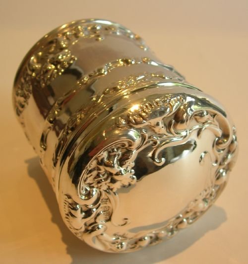 Unusual Art Nouveau Sterling Silver Vanity Box - Glass Lined - Chester 1903