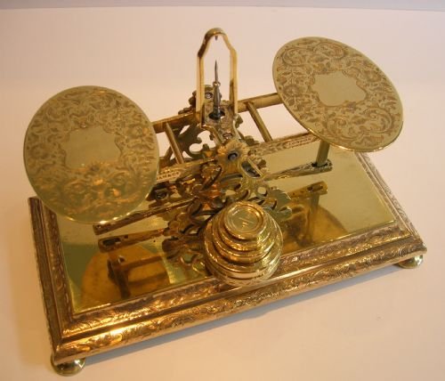 Top Notch Engraved Brass Postage Scale by Samson Mordan C.1880