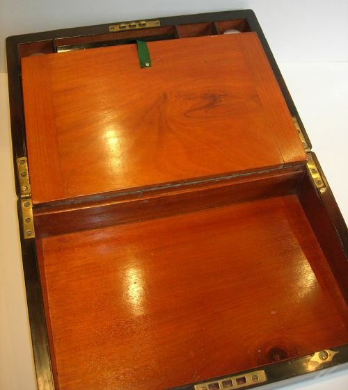 fig 2. Antique Scottish Made Inlaid Rosewood Writing Slope / Lap Desk - Secret Drawers