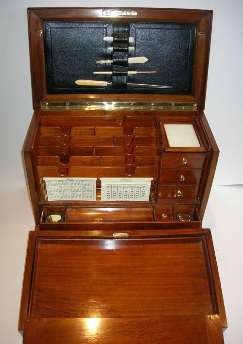 fig 3. Grand Top-Notch Antique Stationery Cabinet / Writing Box c.1880 - Carved Walnut