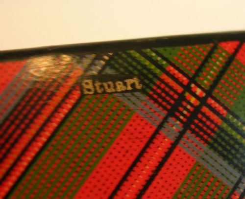 fig 1. Scottish Mauchline Tartan Ware Box - German Birthday Greeting c.1880 - Stuart Tartan