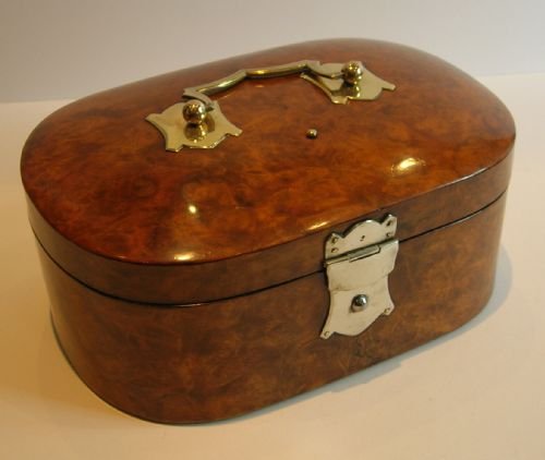 Wonderful Antique English Burl Walnut Table / Jewelry Box C.1850