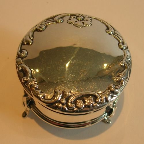 fig 1. Pretty English Sterling Silver Trinket or Jewellery Box - Edwardian