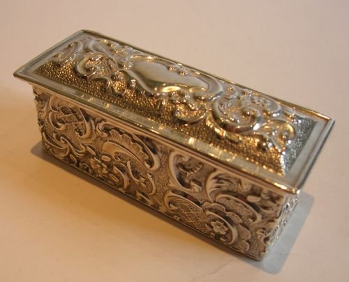 Antique English Sterling Silver Ring Box for Two Rings - Victorian