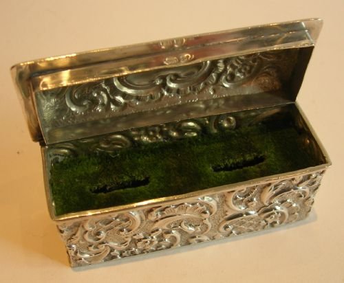 fig 1. Antique English Sterling Silver Ring Box For Two Rings - Victorian