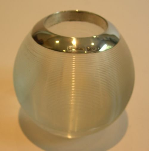 Threaded Glass Match Strike / Table Vesta - Sterling Silver - 1903