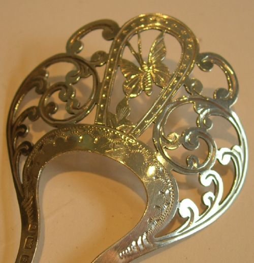 Antique English Sterling Silver Hair Comb / Decoration - 1901 - Butterfly