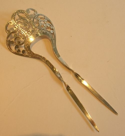 fig 1. Antique English Sterling Silver Hair Comb / Decoration - 1901 - Butterfly
