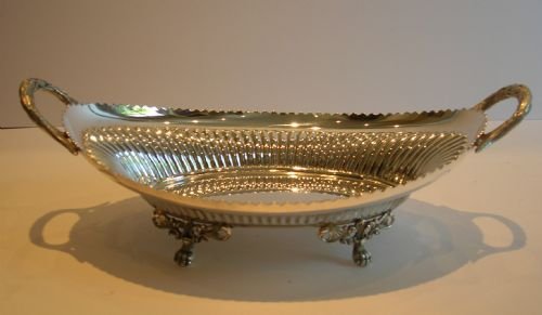 Antique English Silver Plated Bread Basket by Walker & Hall C.1900