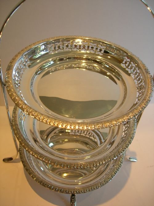 fig 1. Stunning English Silver Plated Cake Stand c.1910 - Pierced Baskets