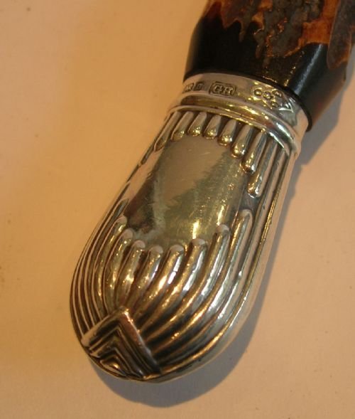 fig 1. Grand Antique English Antler Horn & Sterling Silver Magnifying Glass