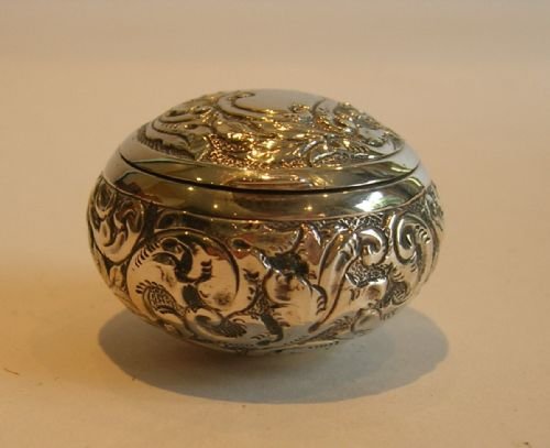 Unusual Antique Sterling Silver Pill Box - Birmingham 1904