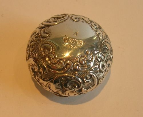 fig 1. Unusual Antique Sterling Silver Pill Box - Birmingham 1904