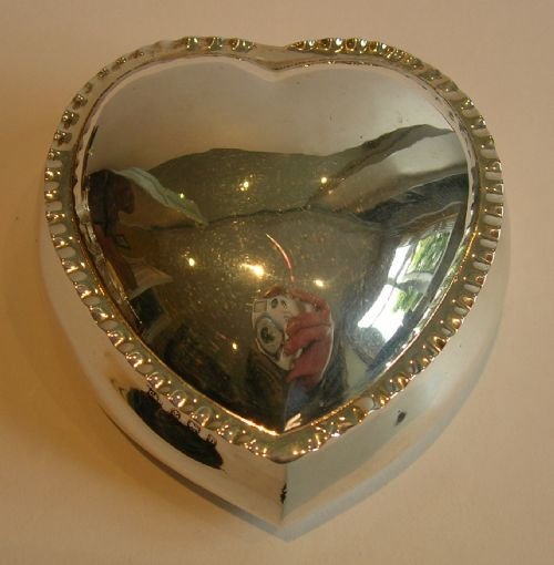 Elegant Large Edwardian Sterling Silver Heart Shaped Box - 1907