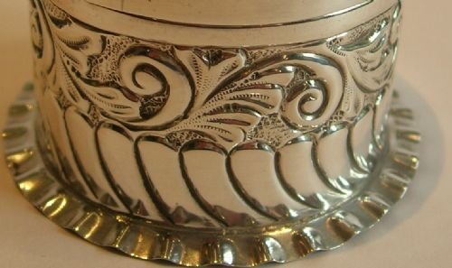 fig 1. Antique English Sterling Silver Cylindrical Box - Art Nouveau - 1902