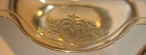 fig 1. English Silver Plated Two Tier Cake Stand c.1920 - Heart Engraved Plates