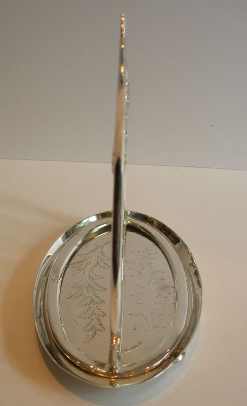 fig 1. Victorian Lyre Shaped Silver Plated Letter / Note Holder c.1870