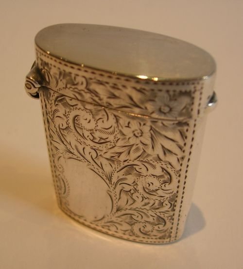 Unusual Oval Antique English Sterling Silver Vesta - 1903