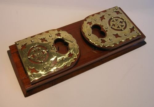 fig 1. Antique English Walnut Expanding Book Slide - Brass Mounted c.1860