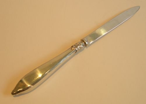 fig 1. Antique English Sterling Silver & Pink Guilloche Enamel Letter Opener