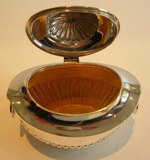 fig 1. Stunning English Sterling Silver Tea Caddy by Goldsmith's and Silversmith's Company