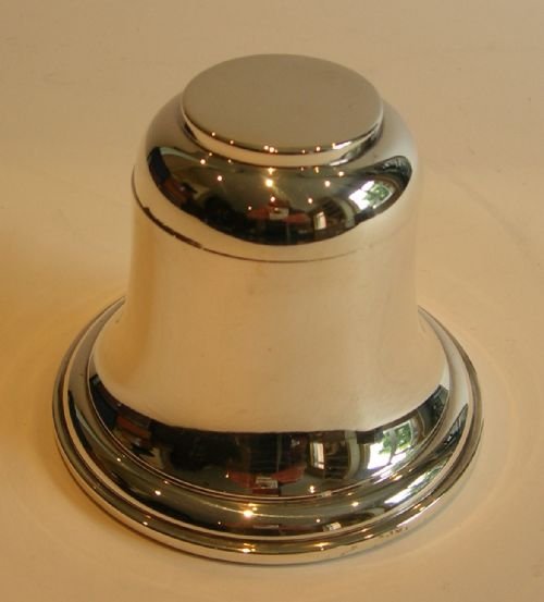 Quality Large English Sterling Silver Figural / Novelty Inkwell - Bell - 1928