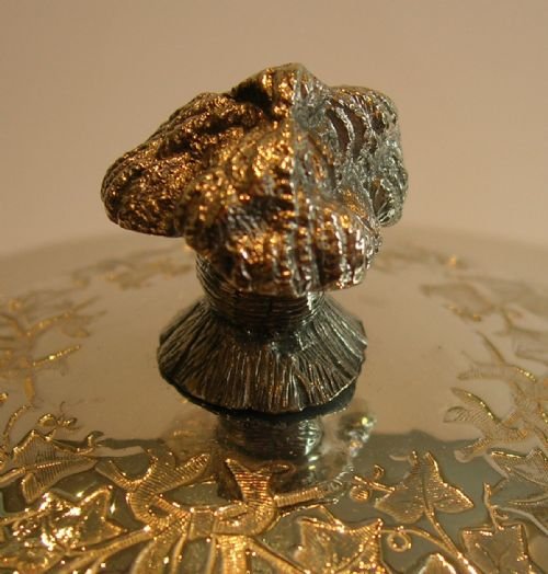 fig 1. Exquisite Antique Silver Plated Biscuit Box - Ivy Garlands - c.1860
